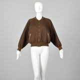 XL Sonia Rykiel 1990s Brown Quilted Bomber Jacket