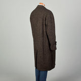 XXL 1950s Coat Brown Boucle Wool Tweed Winter Overcoat