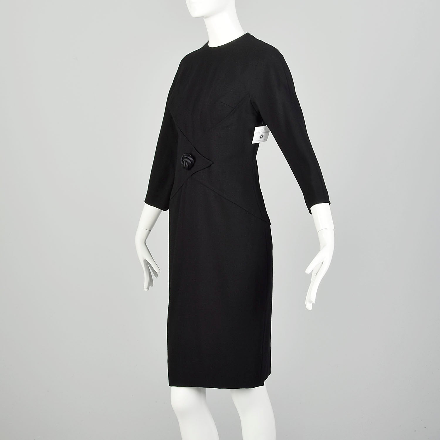 Medium 1960s Little Black Dress Timeless Shelf Bust Bracelet Sleeves Classic LBD