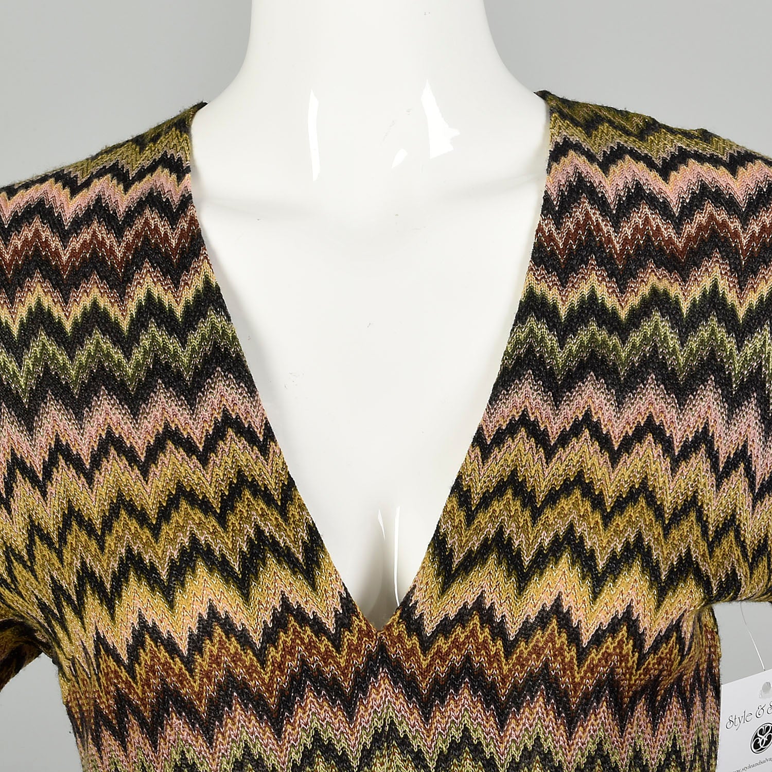 Small-Medium 1990s Missoni Orange Label Zig-Zag Dress Knit