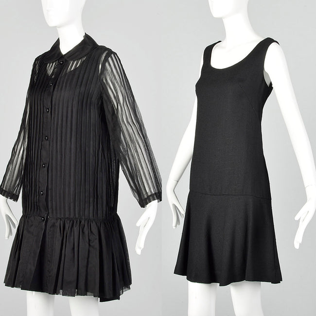 Medium 1960s Black Dress Set