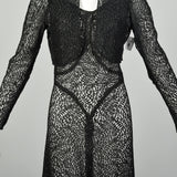 Medium 1930s Sheer Black Lace Dress Glamorous Old Hollywood