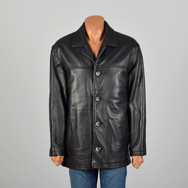 Large Guess Black Leather Jacket