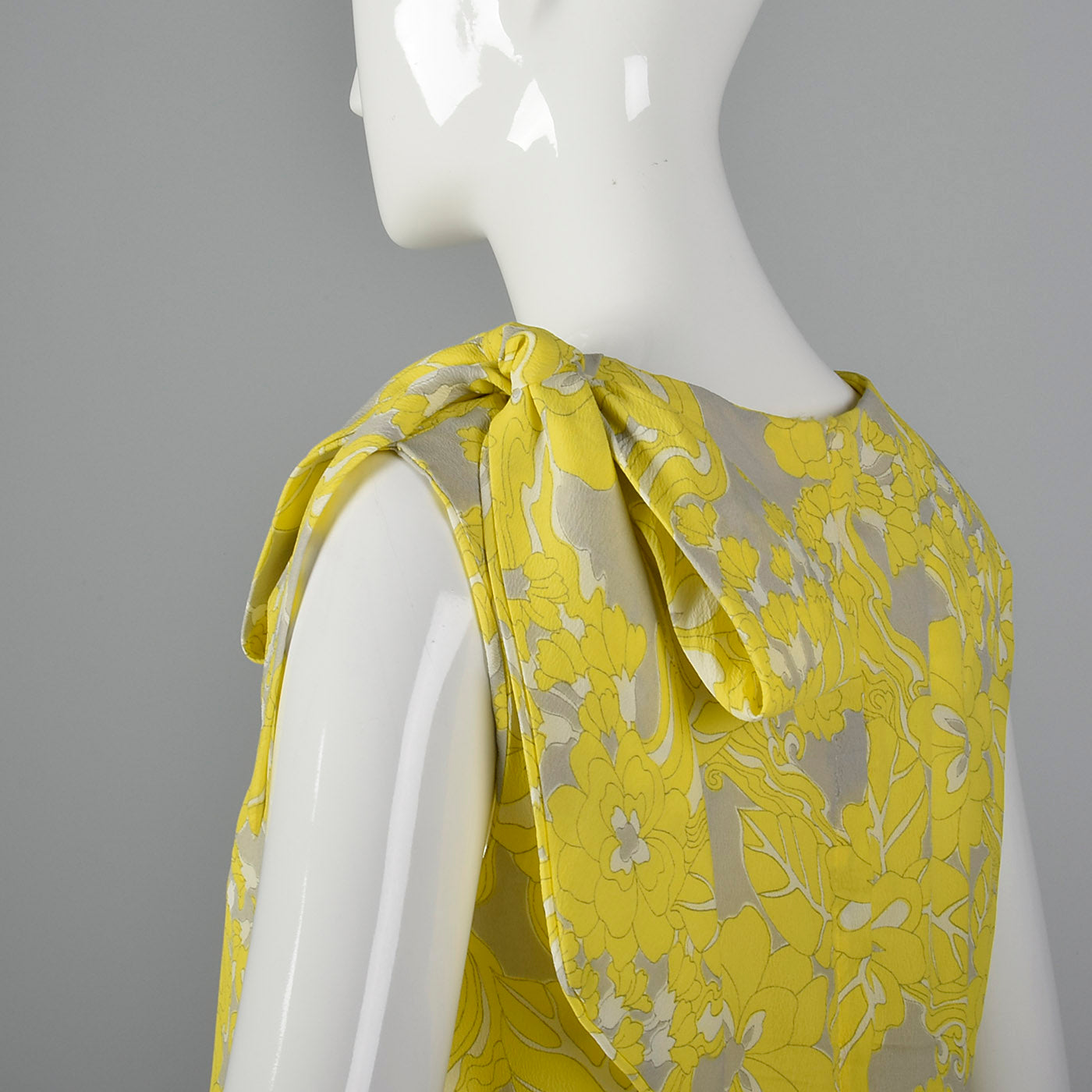 1960s Yellow Print Shift Dress with Drop Waist