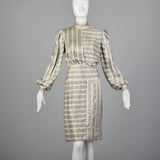 Small Galanos 1970s Striped Geometric Silk Dress