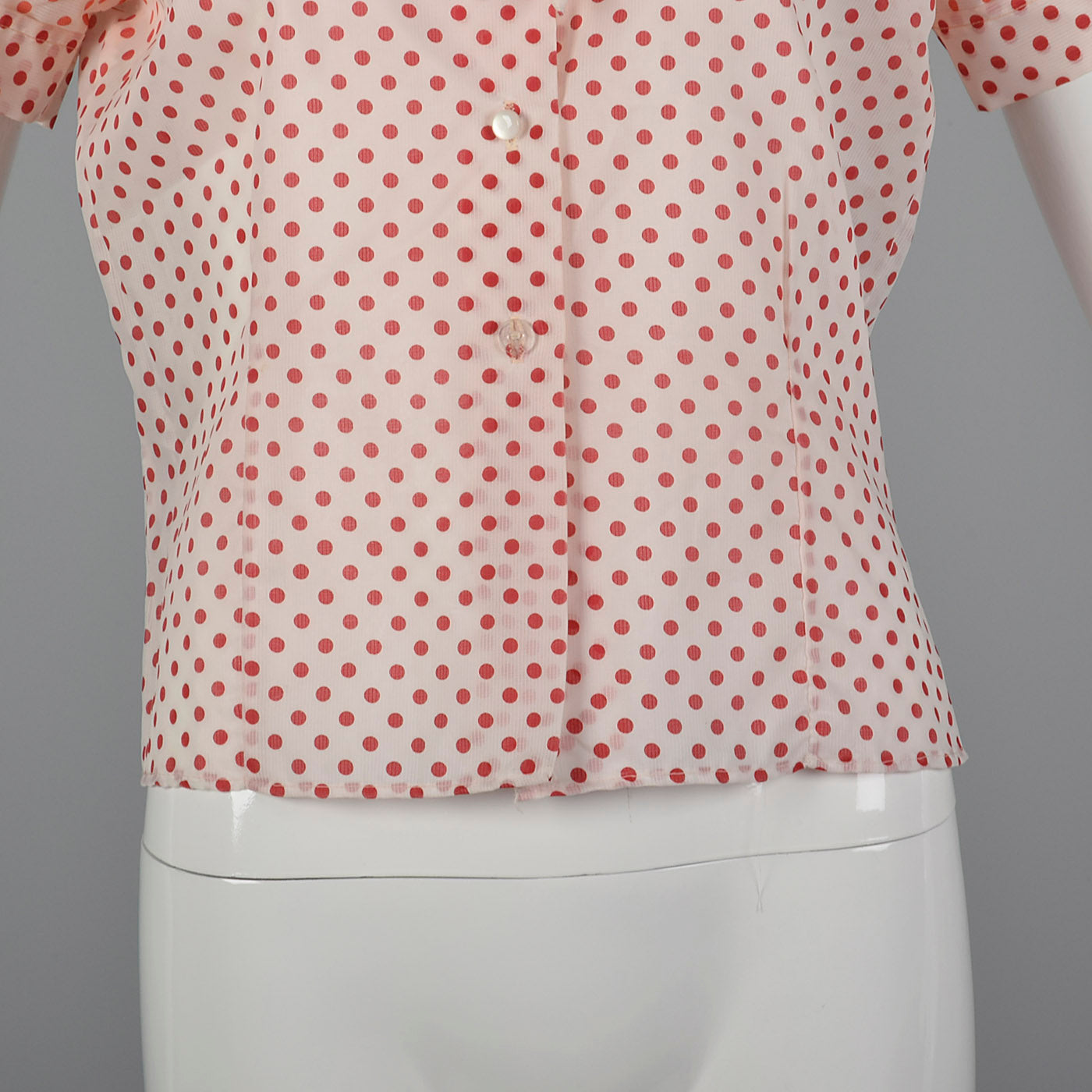 1960s White Blouse with Red Polka Dots