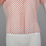 1960s White Blouse with Red Polka Dots