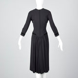 1950s Black Dress with Drop Waist and Bustle Train