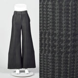 1990s Giorgio Armani Wide Leg Pants in Black on Black Houndstooth