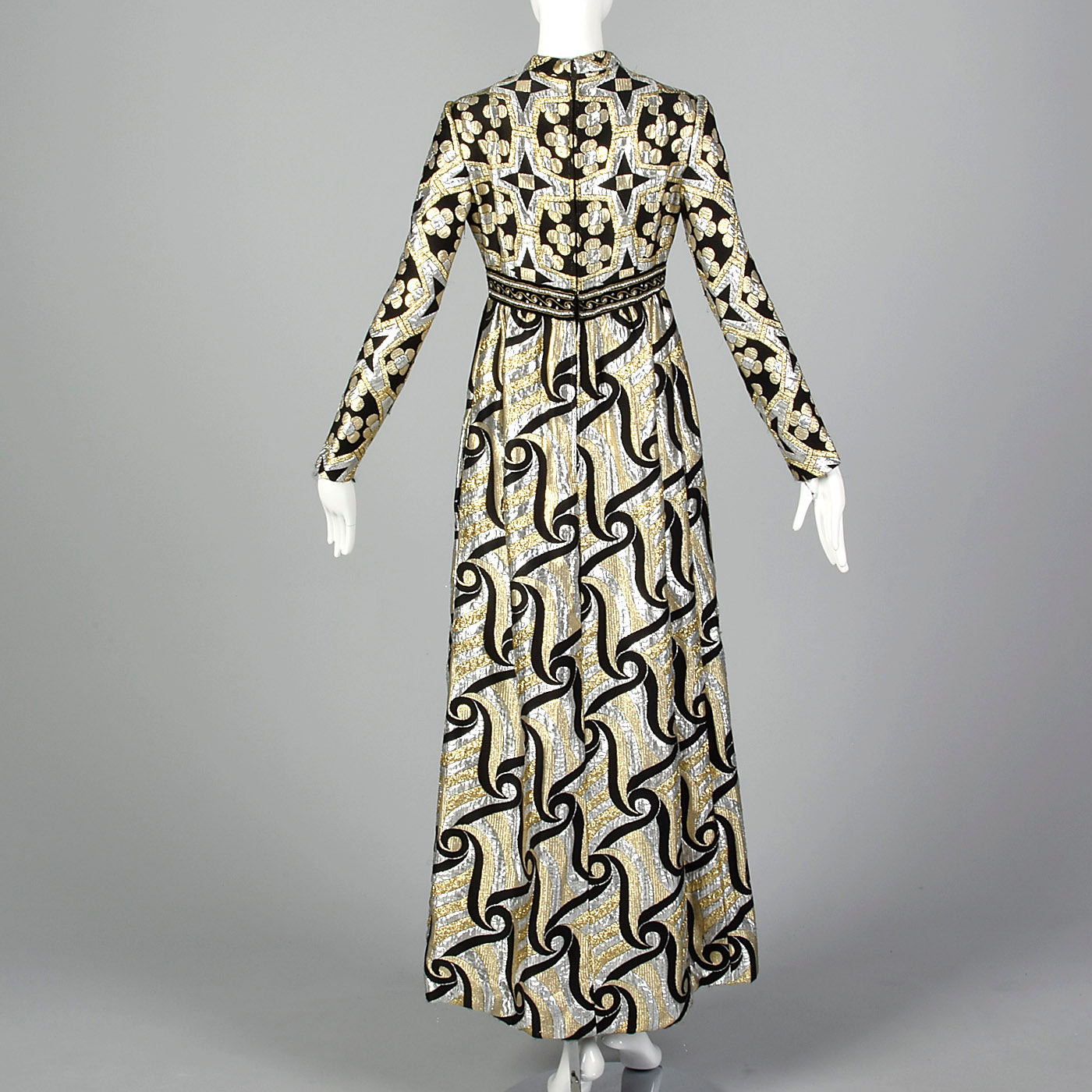 1970s Silver and Gold Metallic Dress