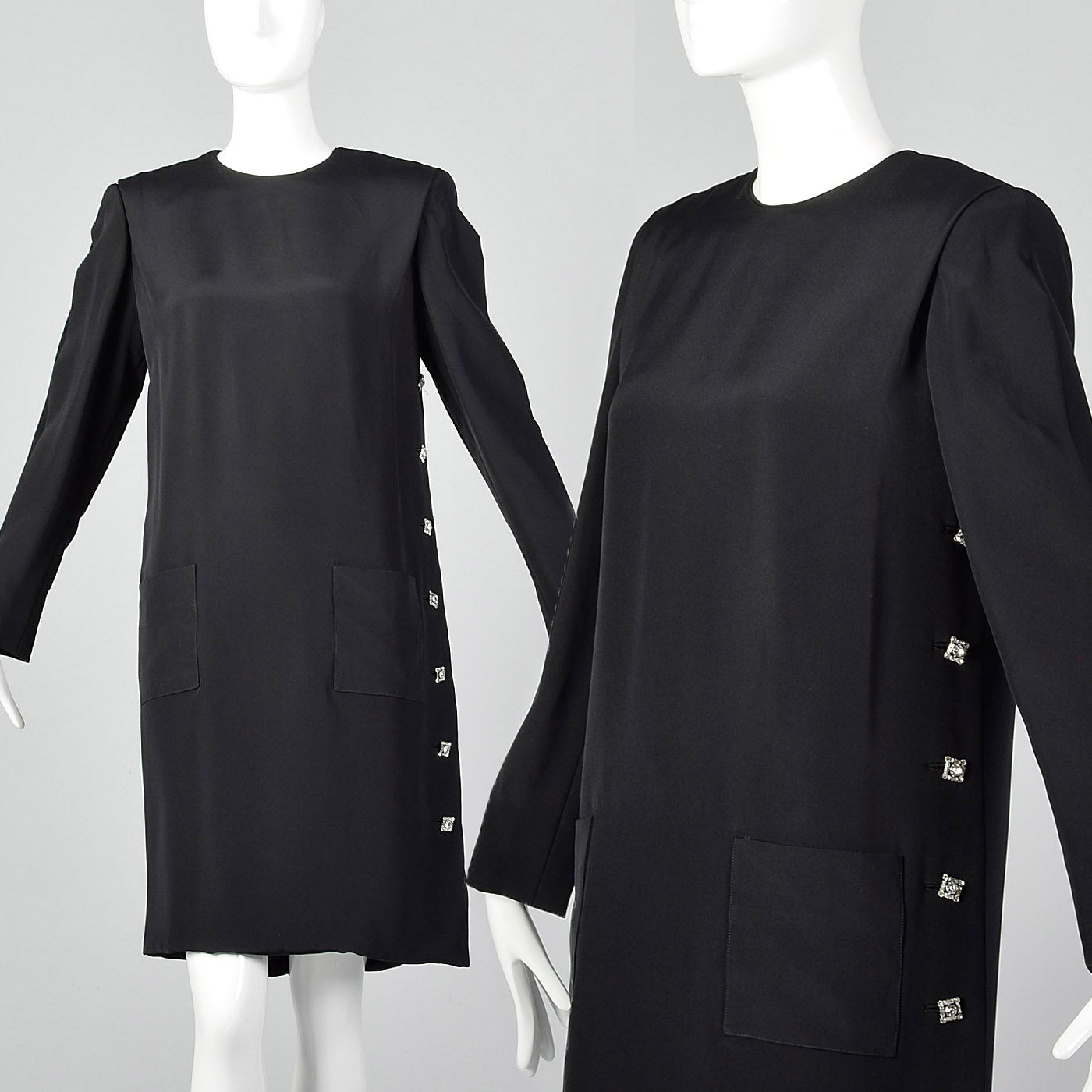 1980s Michael Novarese Black Dress