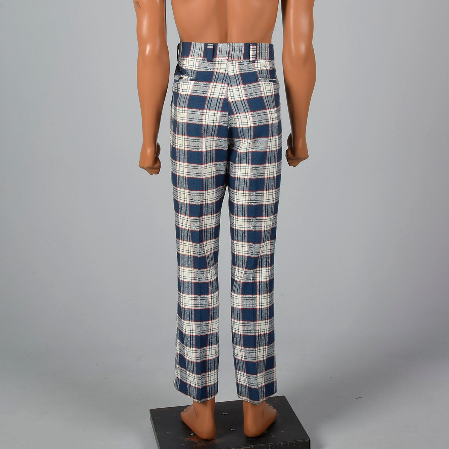 1970s Blue and Red Plaid Pants