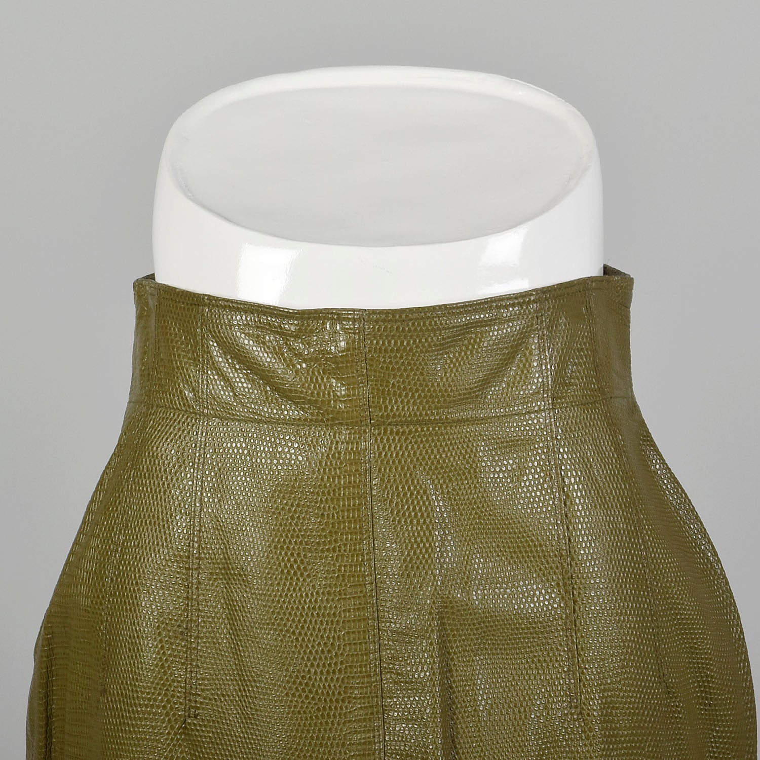 Small Green Leather Embossed Snakeskin Skirt