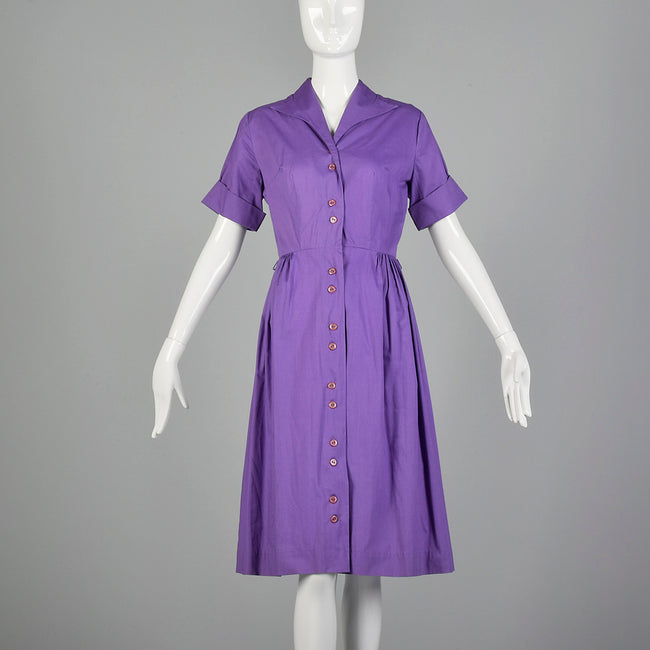 XS-Small 1950s Purple Shirtwaist Day Dress