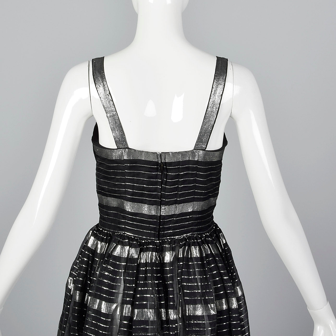 1950s Sheer Black and Silver Dress