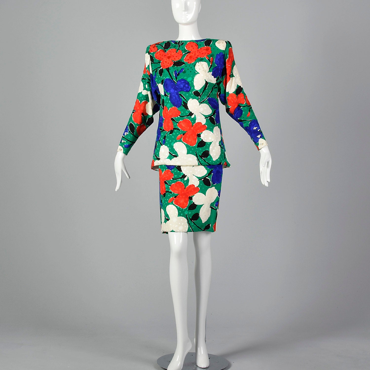 Small Galanos 1980s Abstract Floral Set