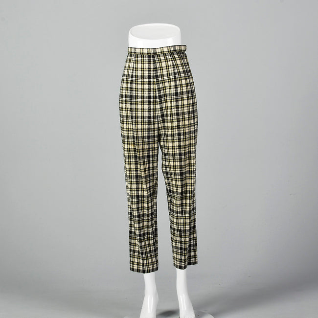 1960s Wool Plaid Cigarette Pants