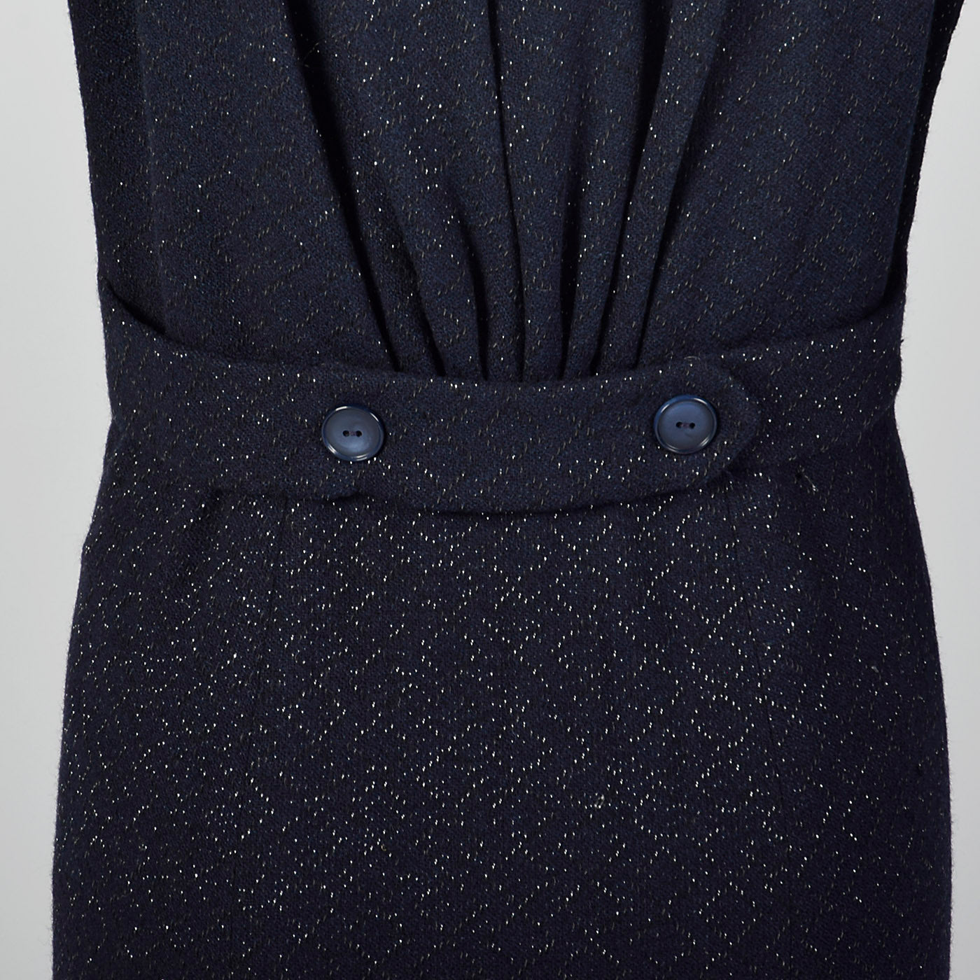 1950s Navy Blue Dress with Silver Glitter Textile