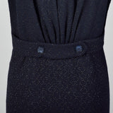 1950s Navy Blue Dress with Silver Glitter Textile