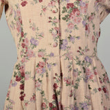 Medium 1990s Laura Ashley Dress Floral Wool Cotton Blend Long Sleeve Autumn