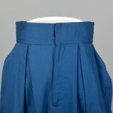 XS 1970s Yves Saint Laurent Rive Gauche Royal Blue Pleated Cotton Skirt Pockets