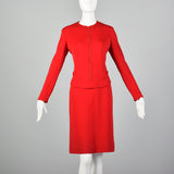 Small Bill Blass 1970s Red Wool Zip Front Dress