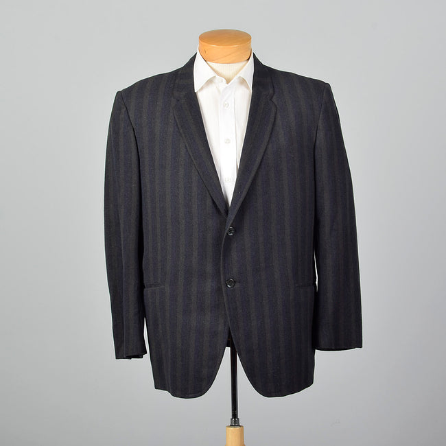 1950s Gray and Blue Wool Striped Jacket