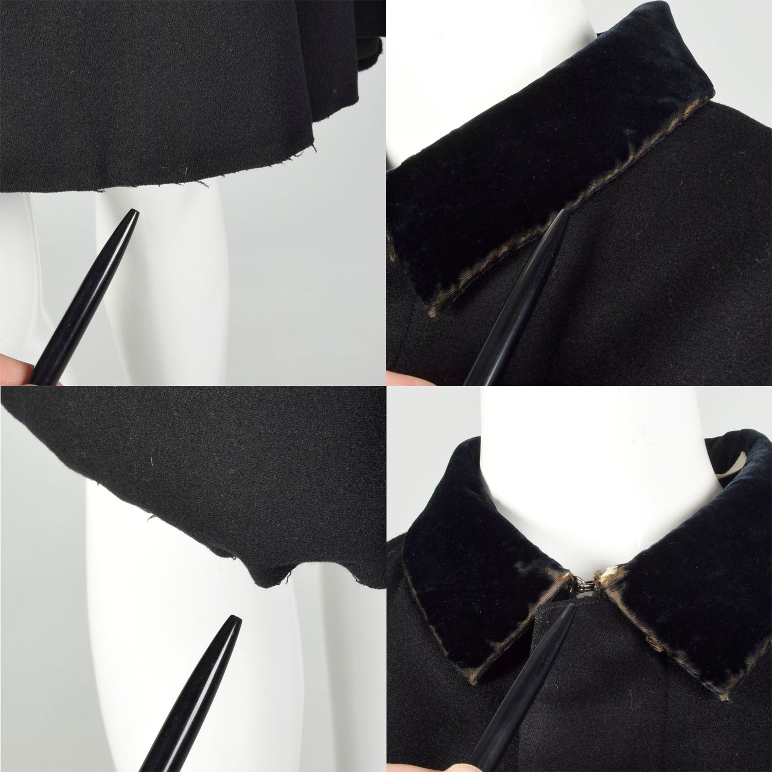 1900s Cape Winter Wool Black Outerwear