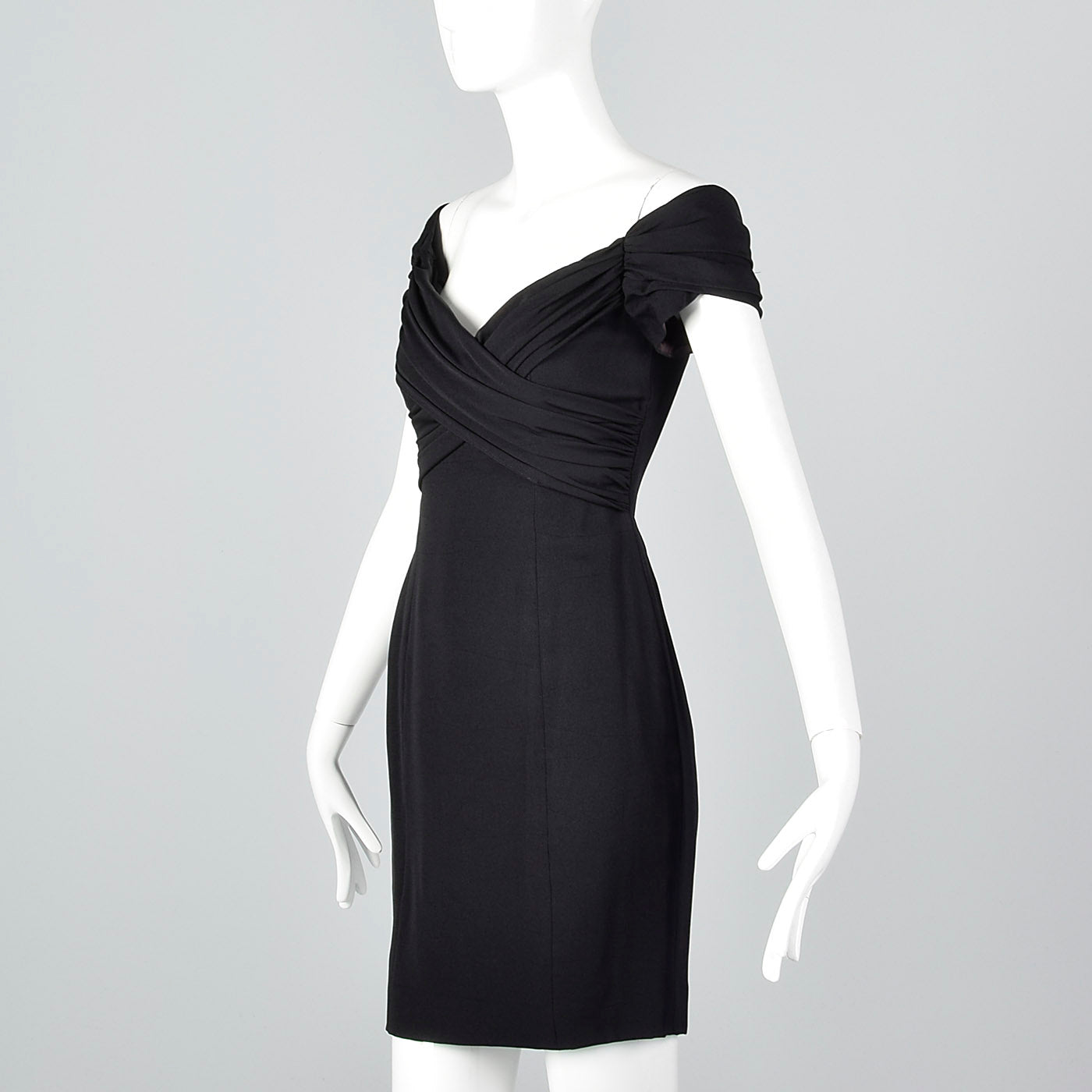 1990s Nicole Miller Off Shoulder Little Black Dress