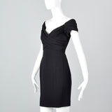 1990s Nicole Miller Off Shoulder Little Black Dress