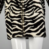 XS 1980s Lilli Ann Faux Fur Plush Zebra Jacket