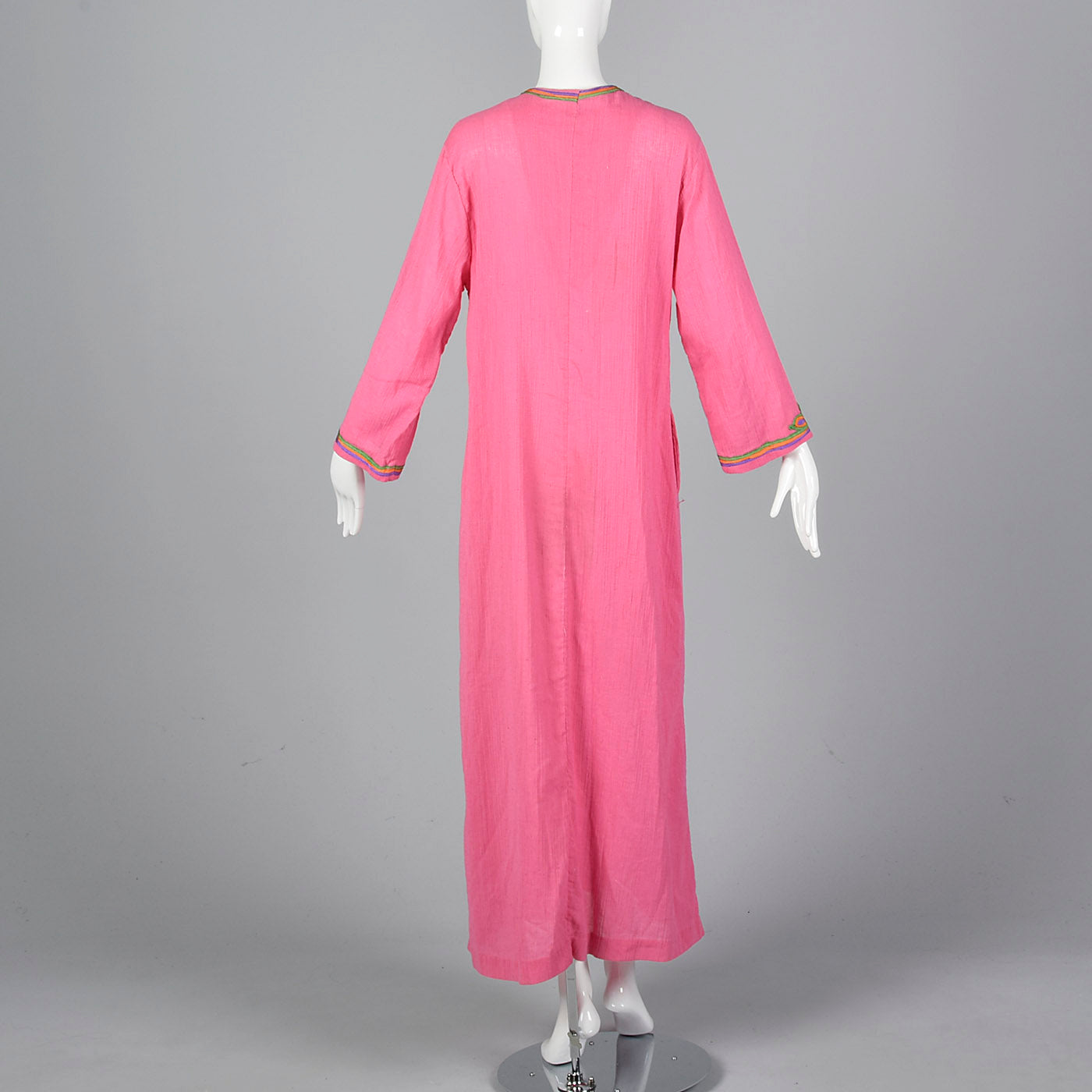 1970s Christian Dior Pink Kaftan Dress with Keyhole Bust