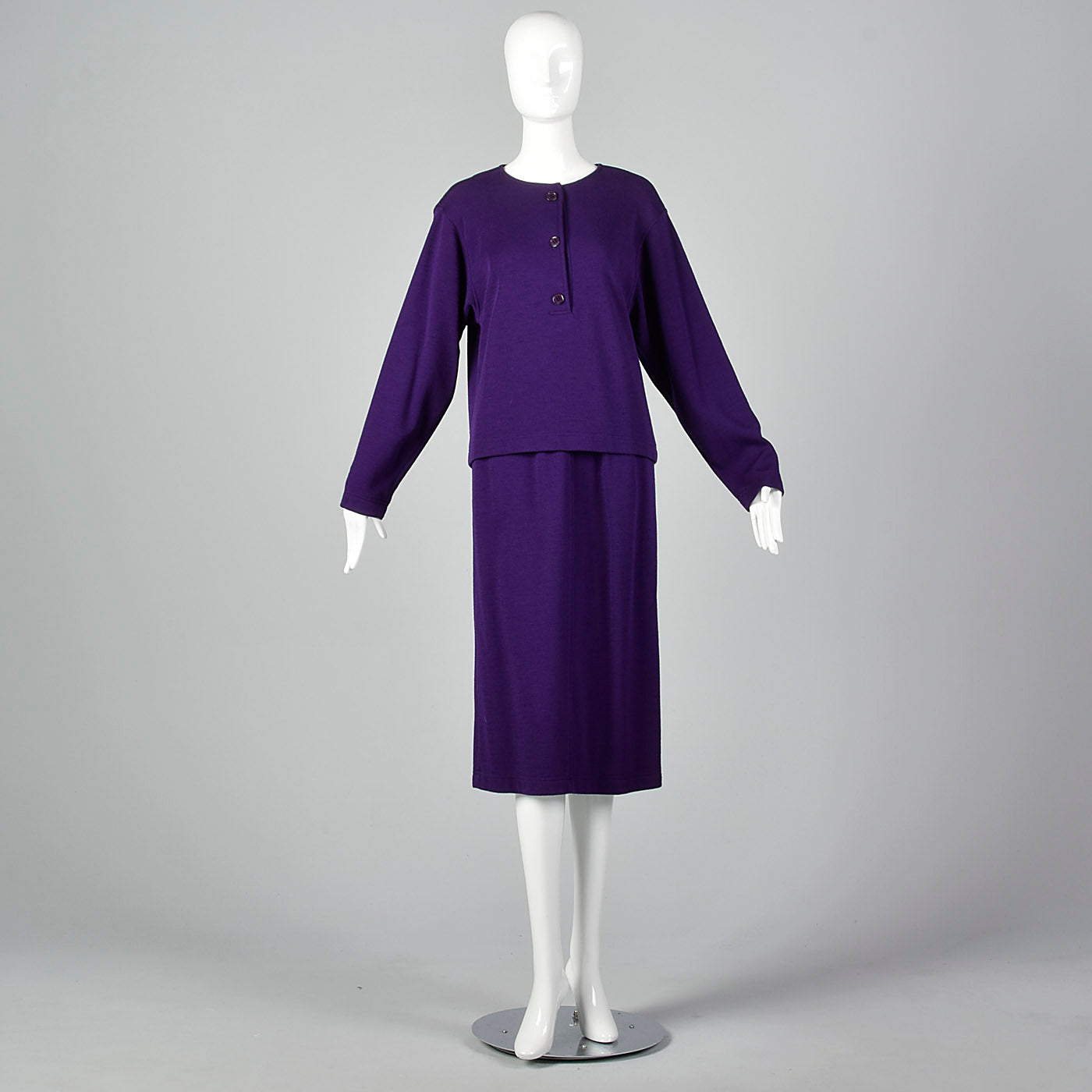 1970s Oscar de la Renta Purple Knit Two Piece Set