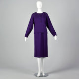 1970s Oscar de la Renta Purple Knit Two Piece Set