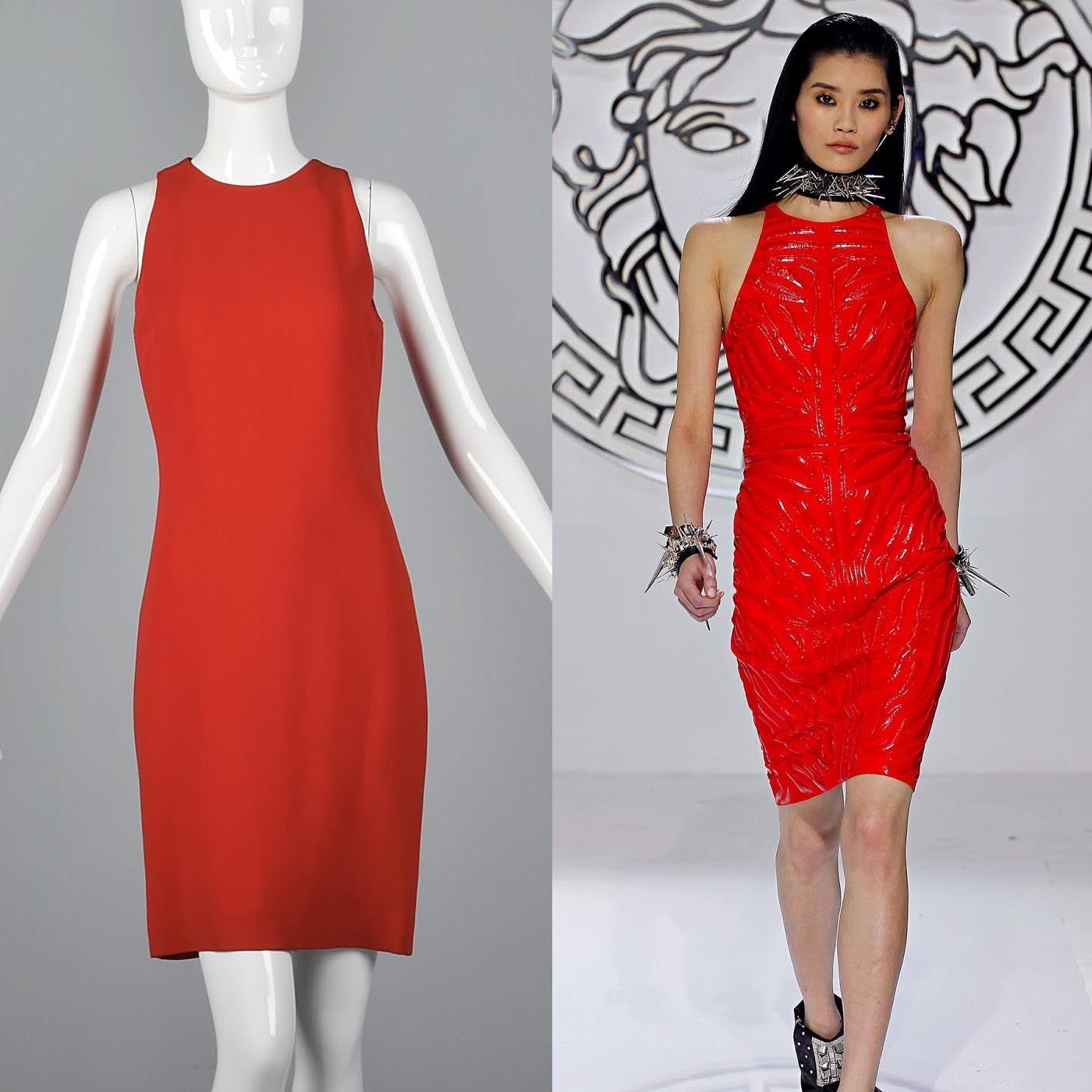 1990s Iconic Gianni Versace Couture Bright Red Mini Dress