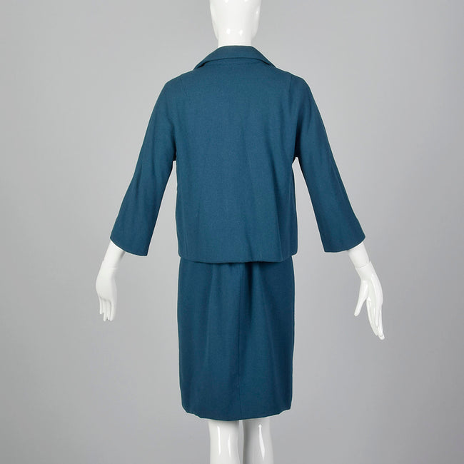 1960s Teal Dress and Jacket Set
