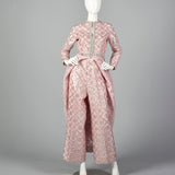 1960s Pink and Silver Tunic Dress and Pant Set