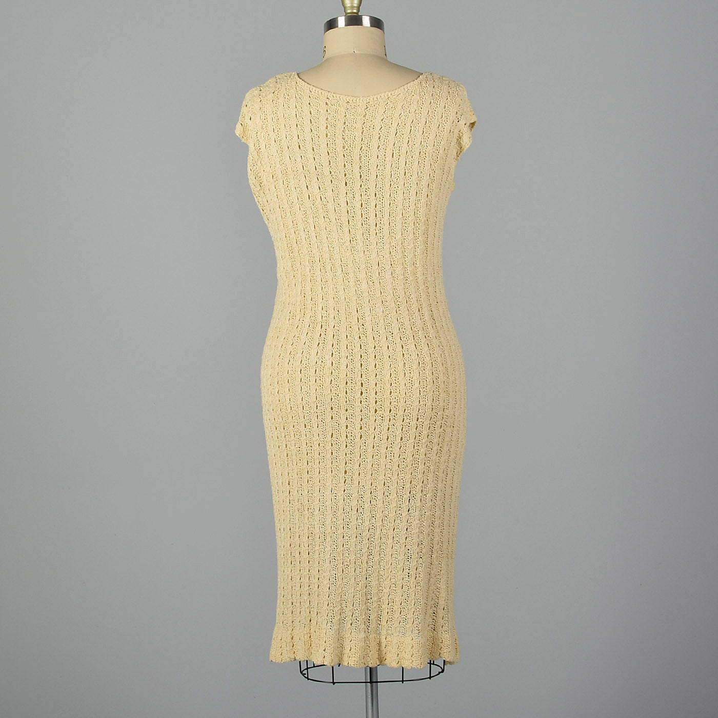 1920s Cream Cable Knit Dress