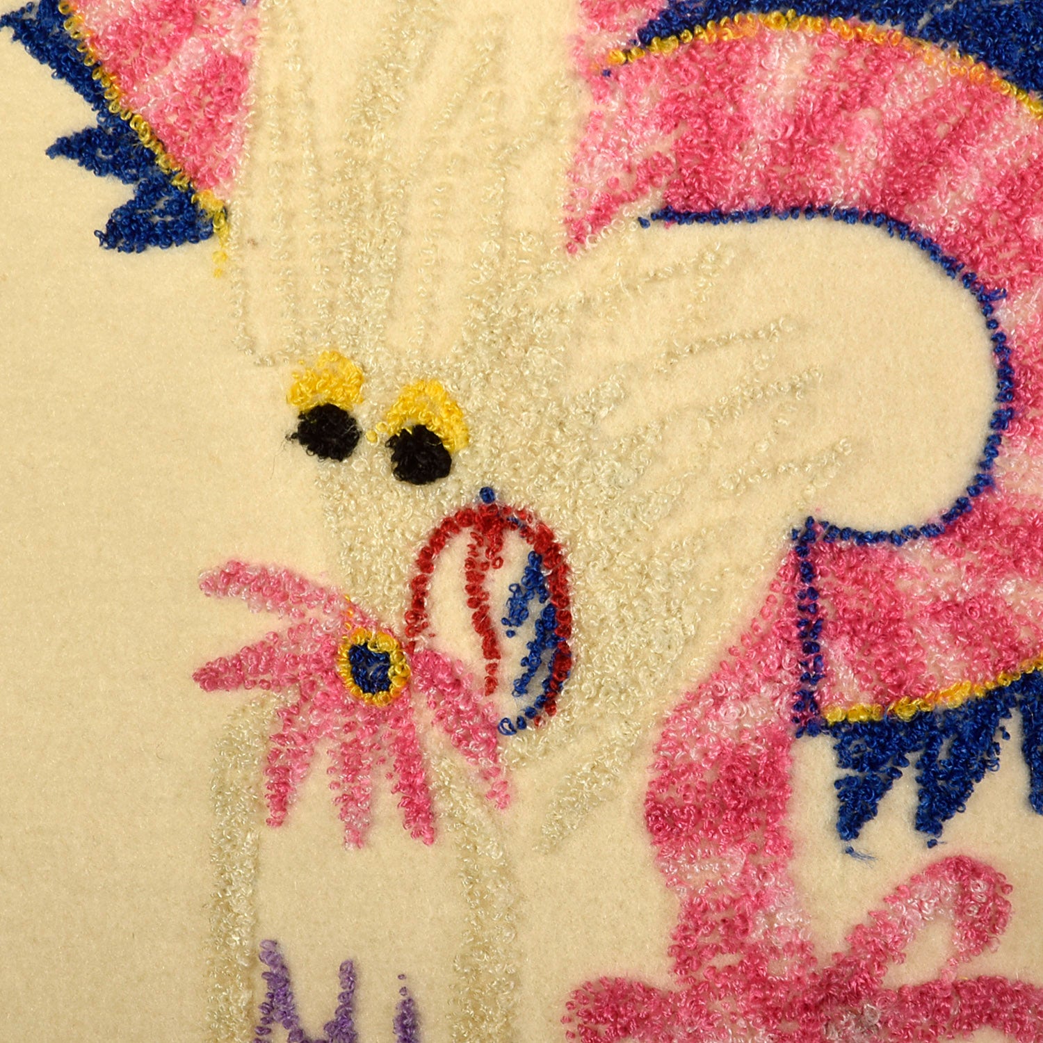 XS 1940s Souvenir Jacket Novelty Asian Dragon Chain Stitch Embroidery Cream Wool