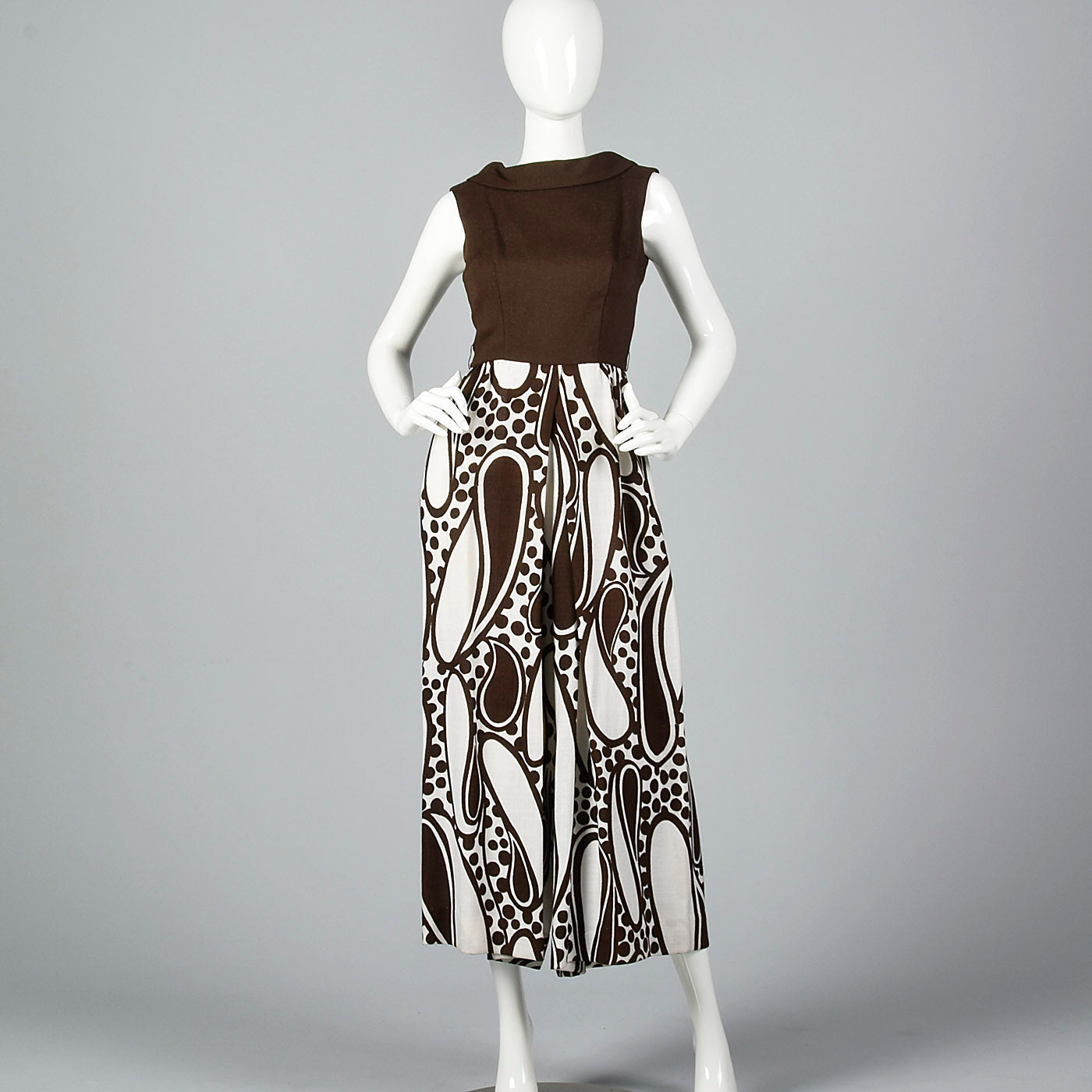 1970s Brown Paisley Jumpsuit