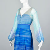 Beautiful Blue Travilla Maxi Dress with Sunset Design