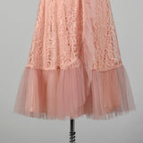 Medium 1940s Pink Lace Party Dress