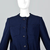 Medium 1970s Bill Blass Skirt Suit Navy Blue Knit Jacket