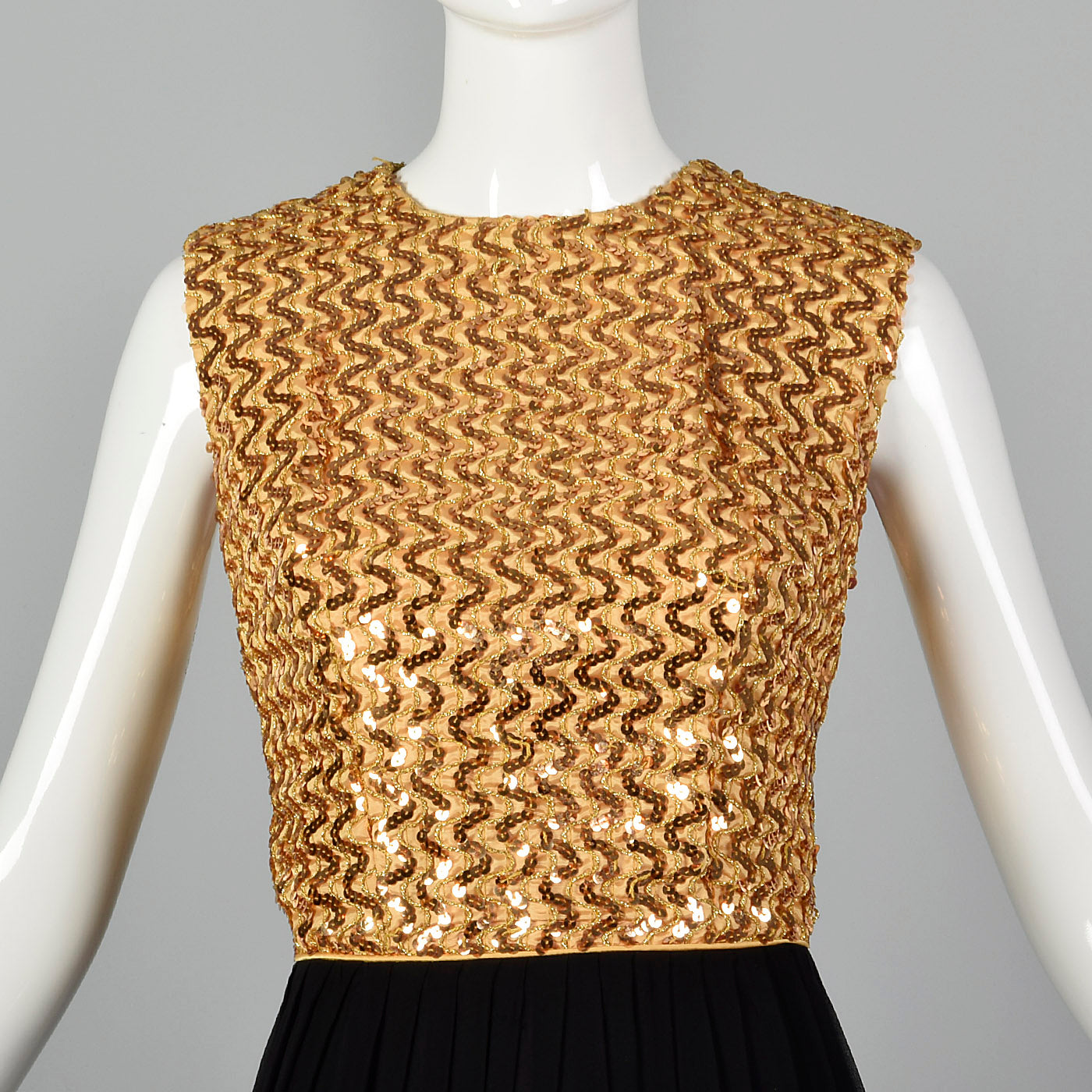1960s Party Dress with Gold Sequin Bodice