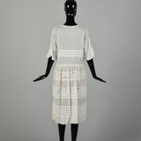 Medium 1920s Lawn Dress Semi-Sheer Summer Short Sleeve Cotton Day