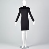 Lanvin Tight Black Pencil Dress with Velvet Shoulders