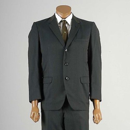 1950s Mens Green Sharkskin Two Piece Suit