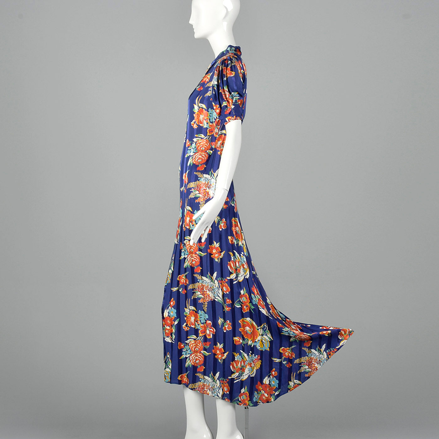 1940s Rayon Zip Front House Dress