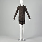 XS 1990s Black Brown Striped Cardigan Sweater