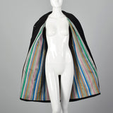 1960s Black Lightweight Jacket with Ribbon Stripe Lining